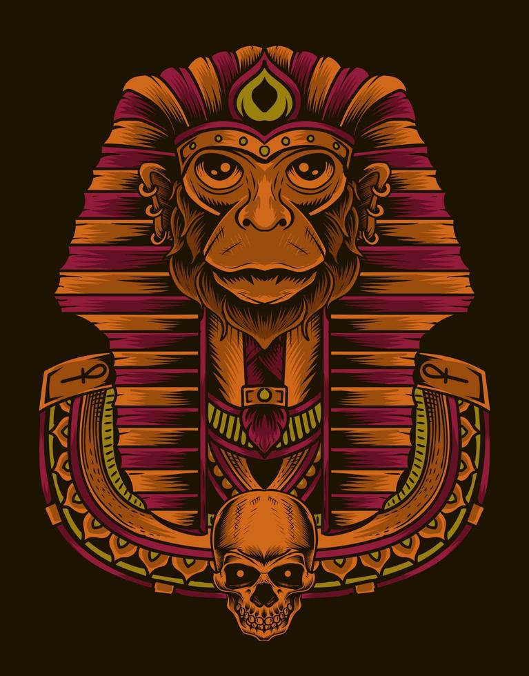 illustration king egypt monkey head vector