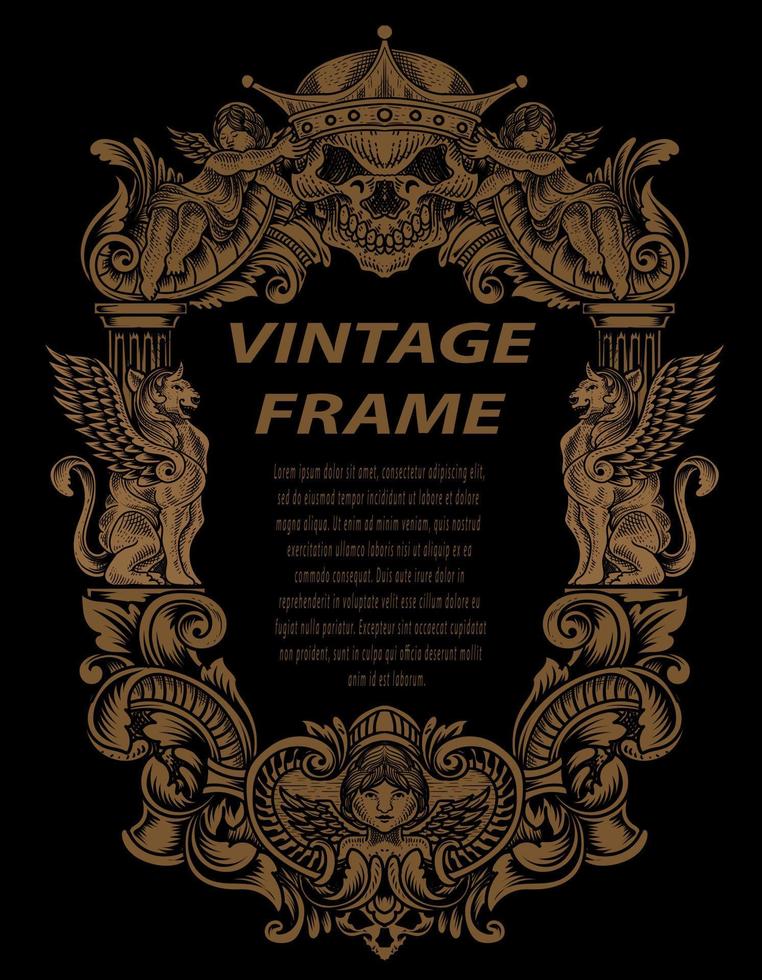 Vintage frames in baroque antique style. engraving retro frames ornament. vector