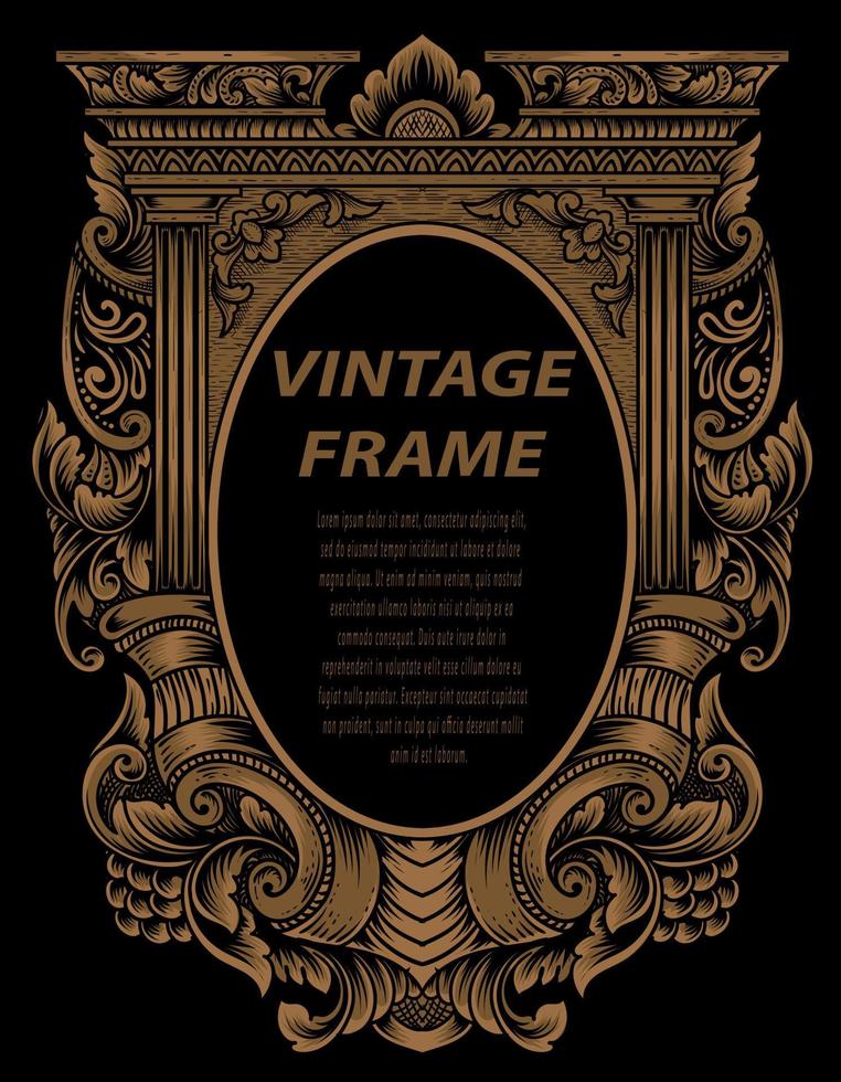Vintage frames in baroque antique style. engraving retro frames ornament. vector