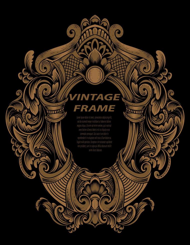 Vintage frames in baroque antique style. engraving retro frames ornament. vector