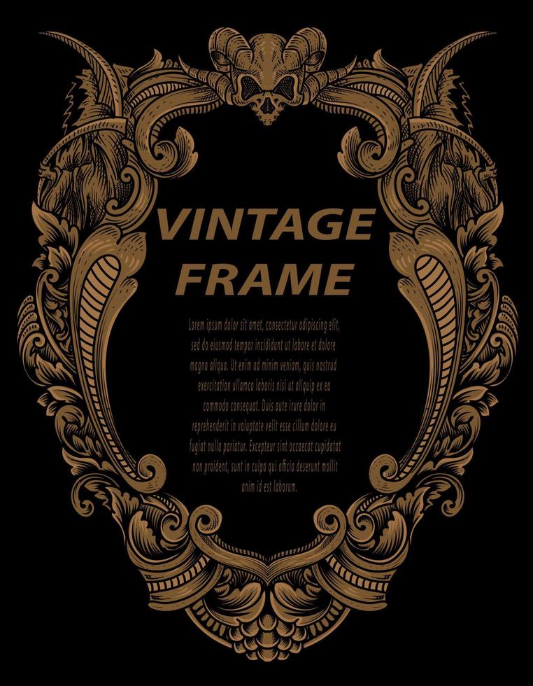 Vintage frames in baroque antique style. engraving retro frames ornament. vector