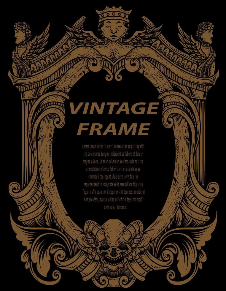 Vintage frames in baroque antique style. engraving retro frames ornament. vector