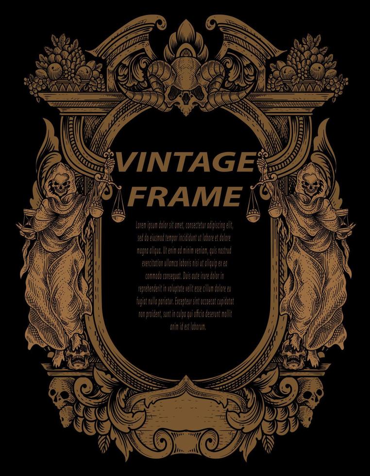 Vintage frames in baroque antique style. engraving retro frames ornament. vector