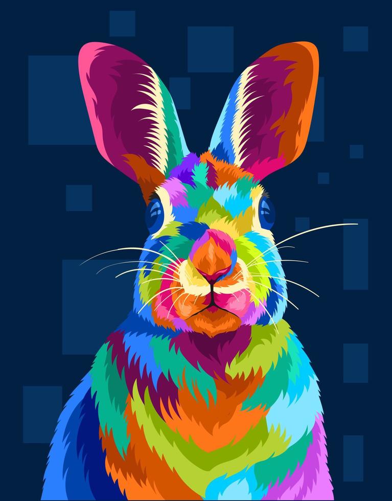 illustration rabbit with pop art style vector