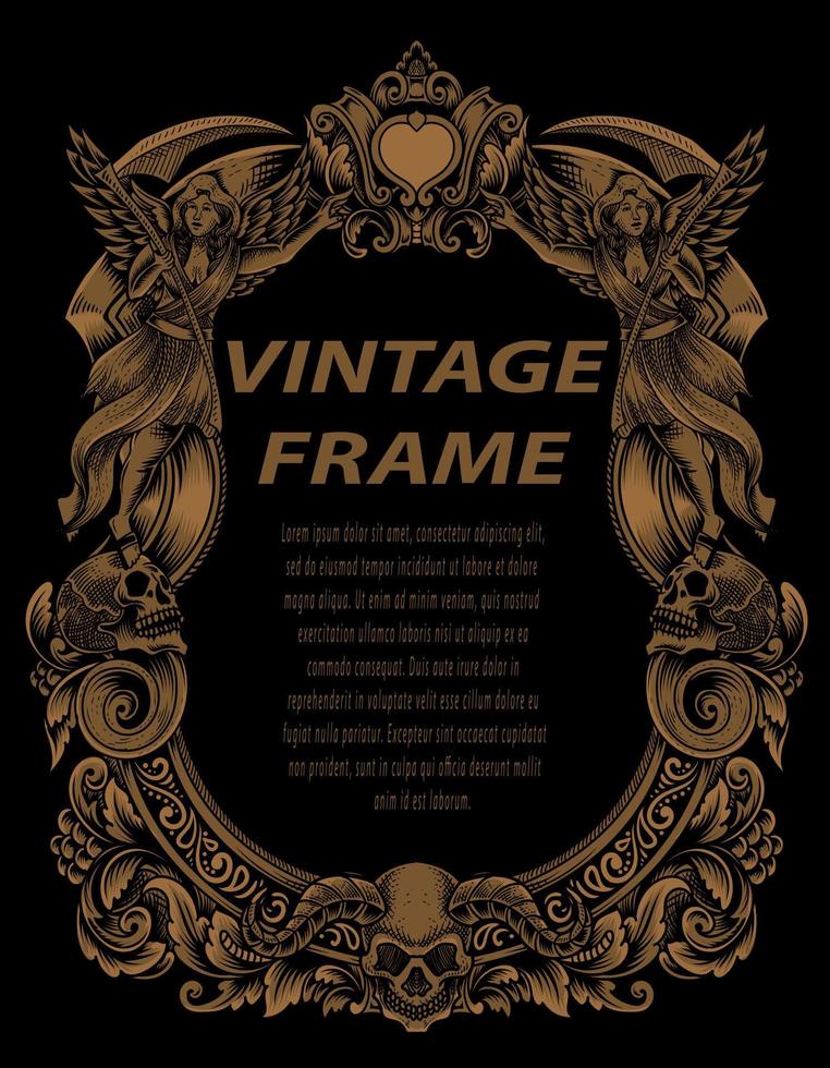 Vintage frames in baroque antique style. engraving retro frames ornament. vector