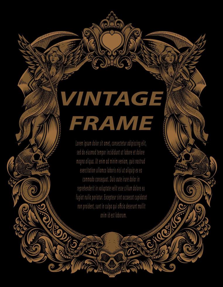 Vintage frames in baroque antique style. engraving retro frames ornament. vector