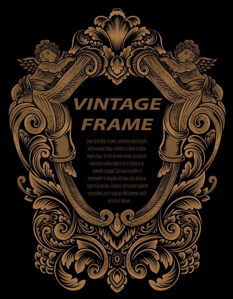 Vintage frames in baroque antique style. engraving retro frames ornament. vector