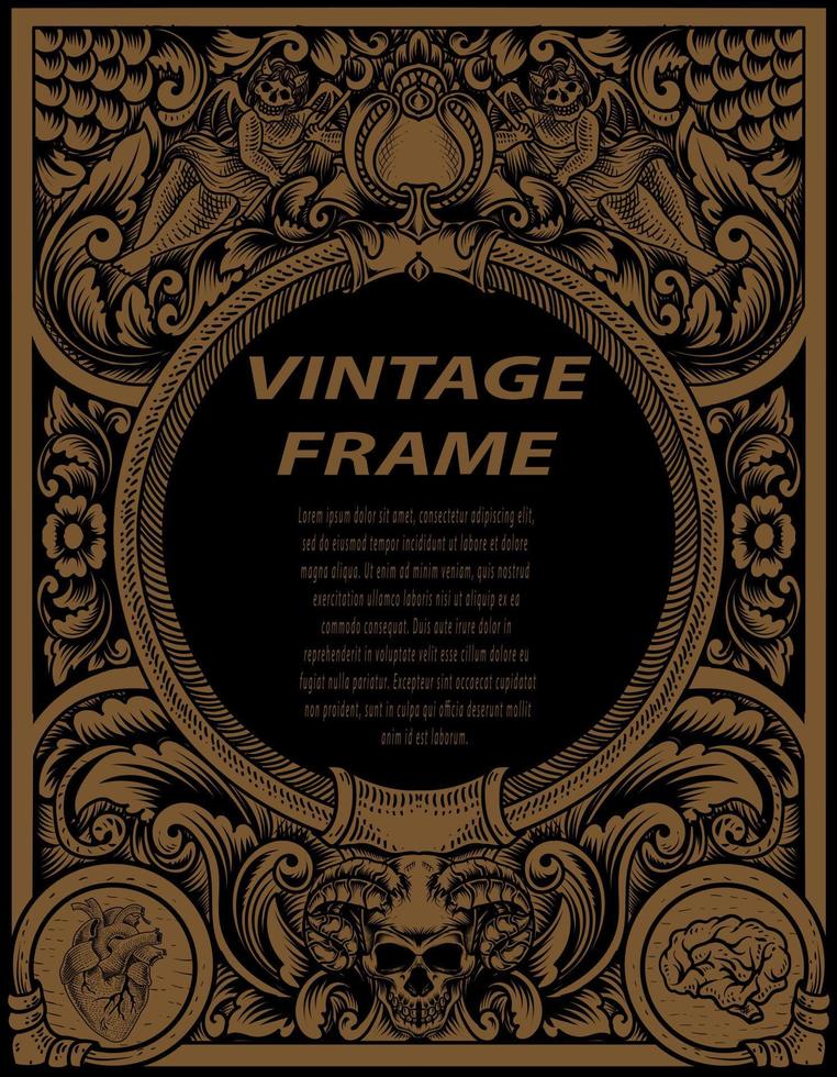 Vintage frames in baroque antique style. engraving retro frames ornament. vector