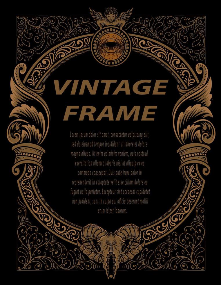 Vintage frames in baroque antique style. engraving retro frames ornament. vector