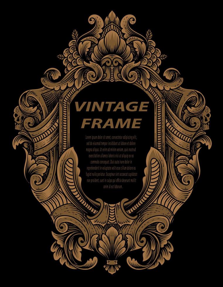Vintage frames in baroque antique style. engraving retro frames ornament. vector