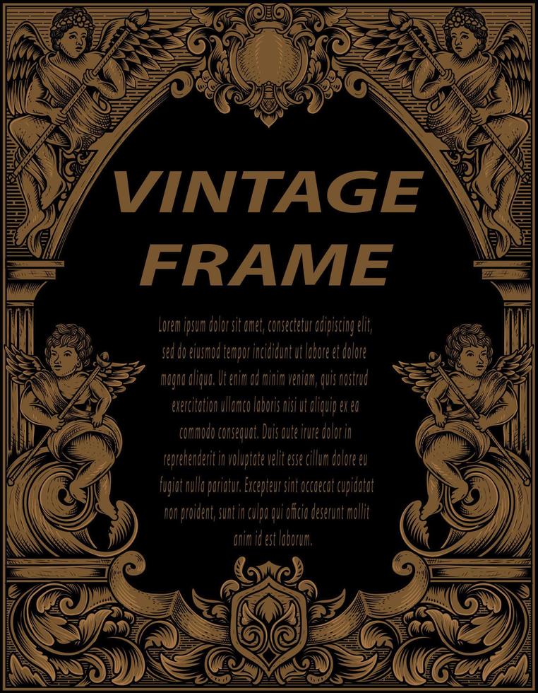 Vintage frames in baroque antique style. engraving retro frames ornament. vector