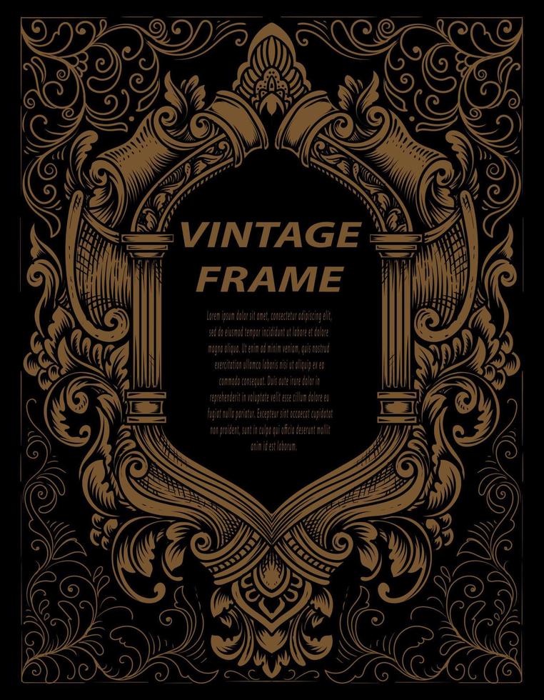 Vintage frames in baroque antique style. engraving retro frames ornament. vector