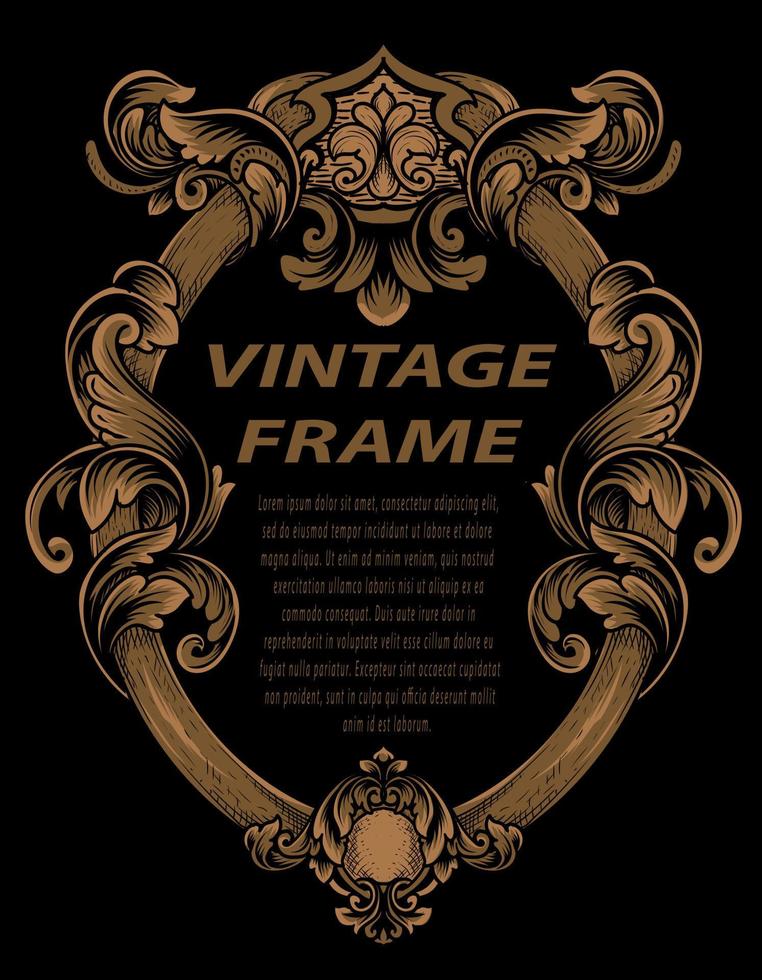 Vintage frames in baroque antique style. engraving retro frames ornament. vector
