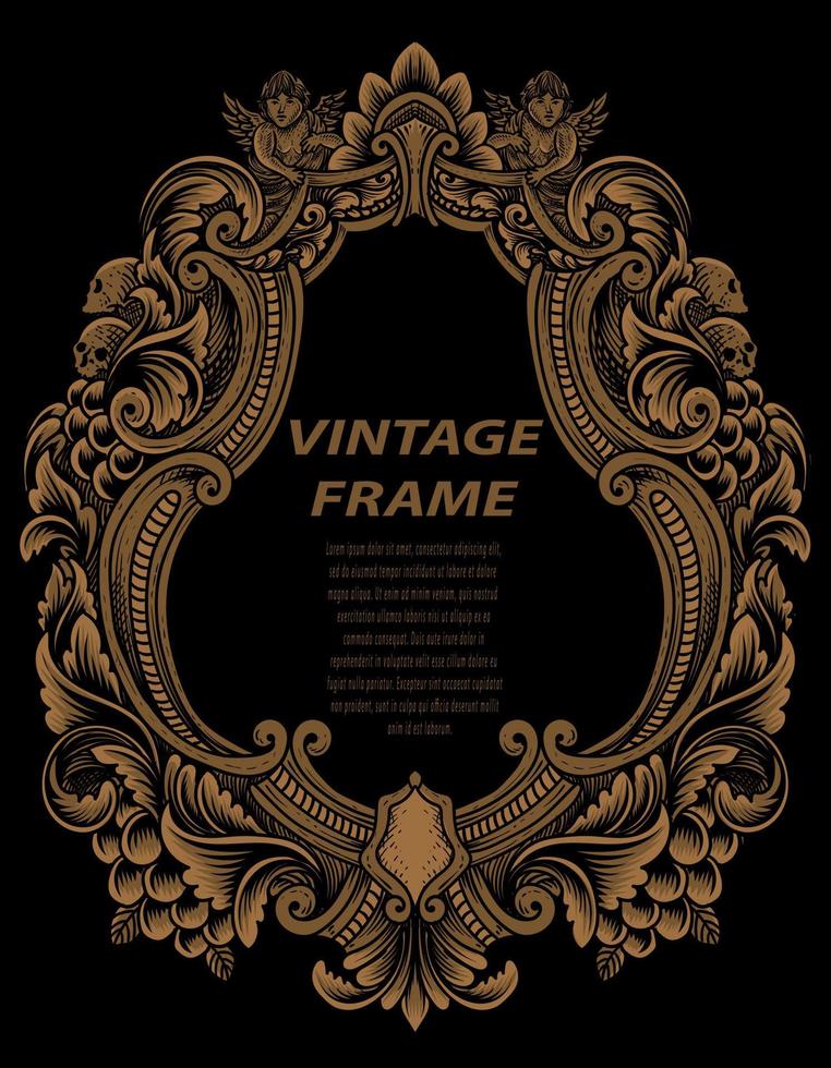 Vintage frames in baroque antique style. engraving retro frames ornament. vector