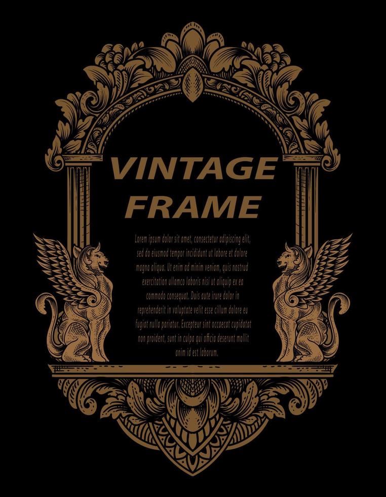 Vintage frames in baroque antique style. engraving retro frames ornament. vector