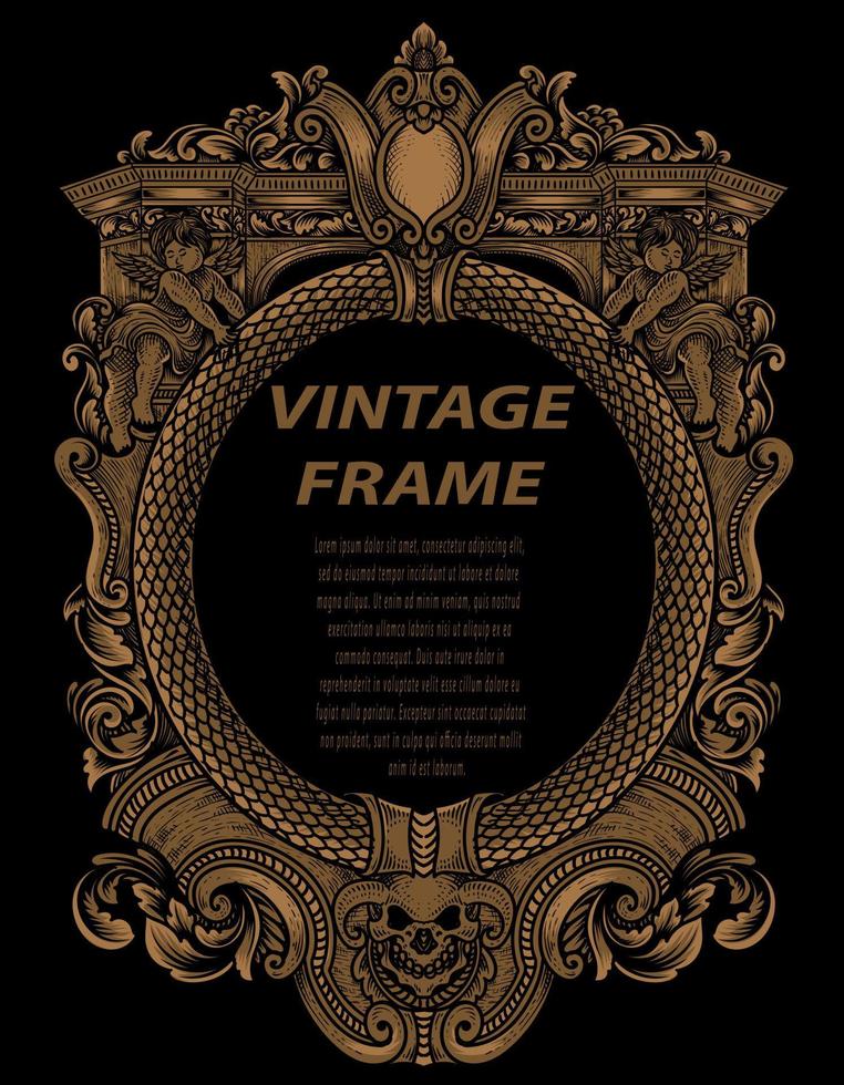 Vintage frames in baroque antique style. engraving retro frames ornament. vector