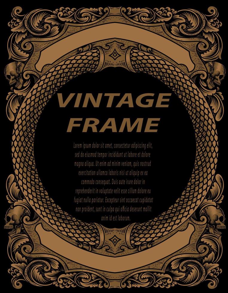 Vintage frames in baroque antique style. engraving retro frames ornament. vector