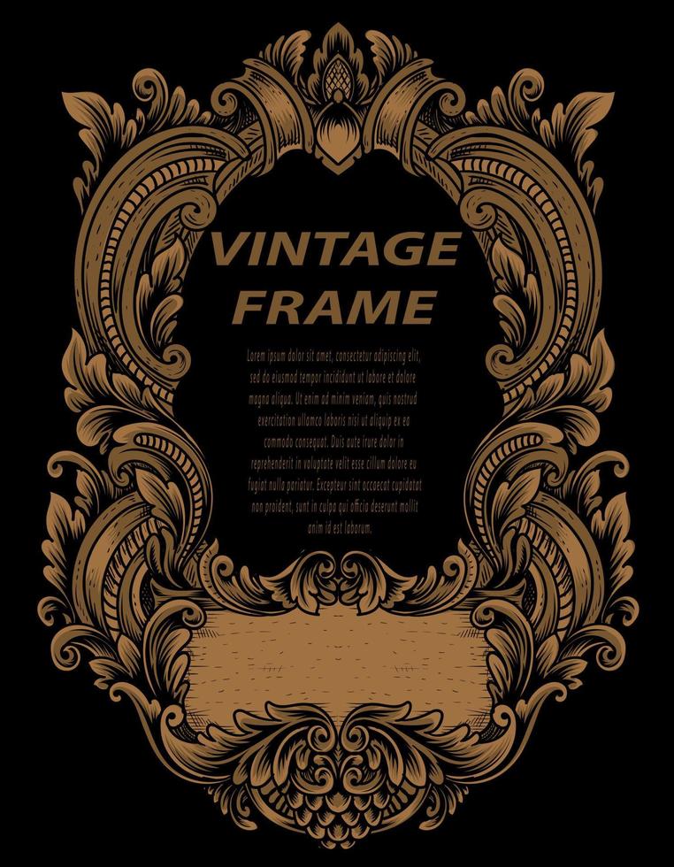 Vintage frames in baroque antique style. engraving retro frames ornament. vector