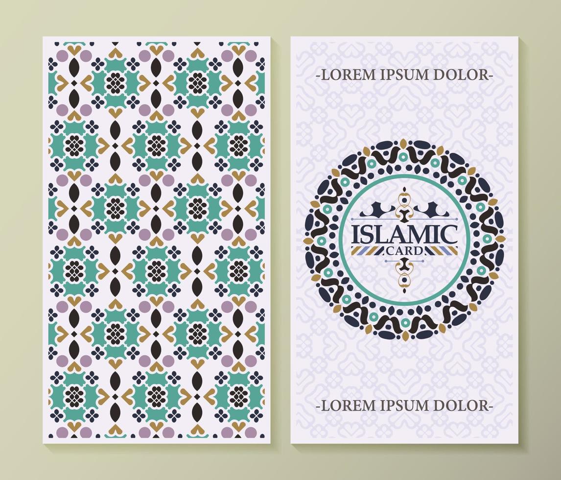 Elegant border pattern islamic greeting card vector
