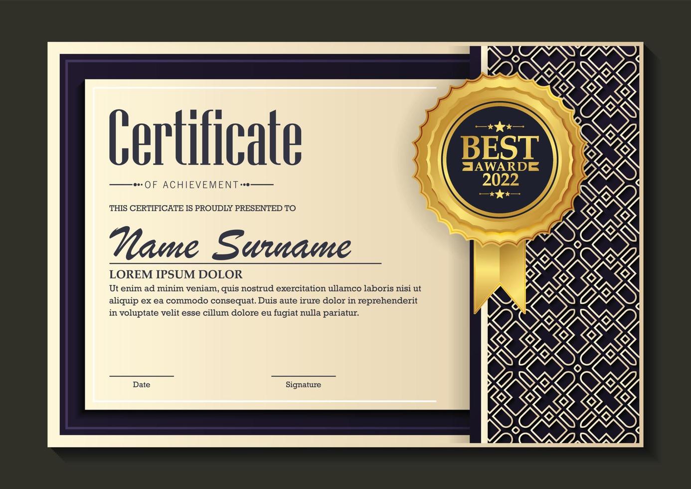 premium golden black certificate template design vector