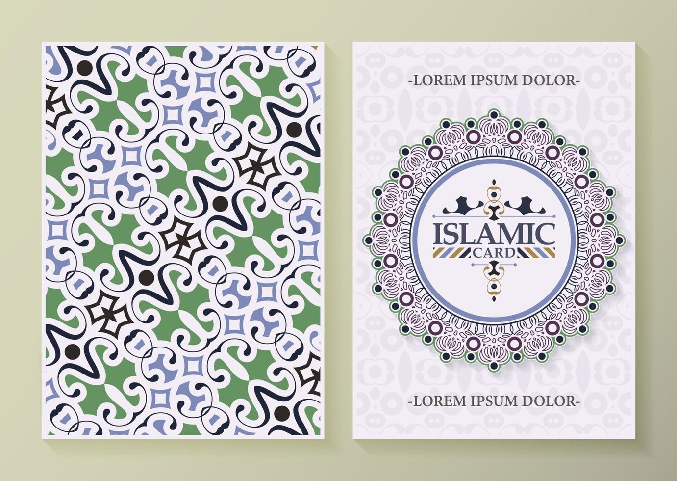 Elegant border pattern islamic greeting card vector