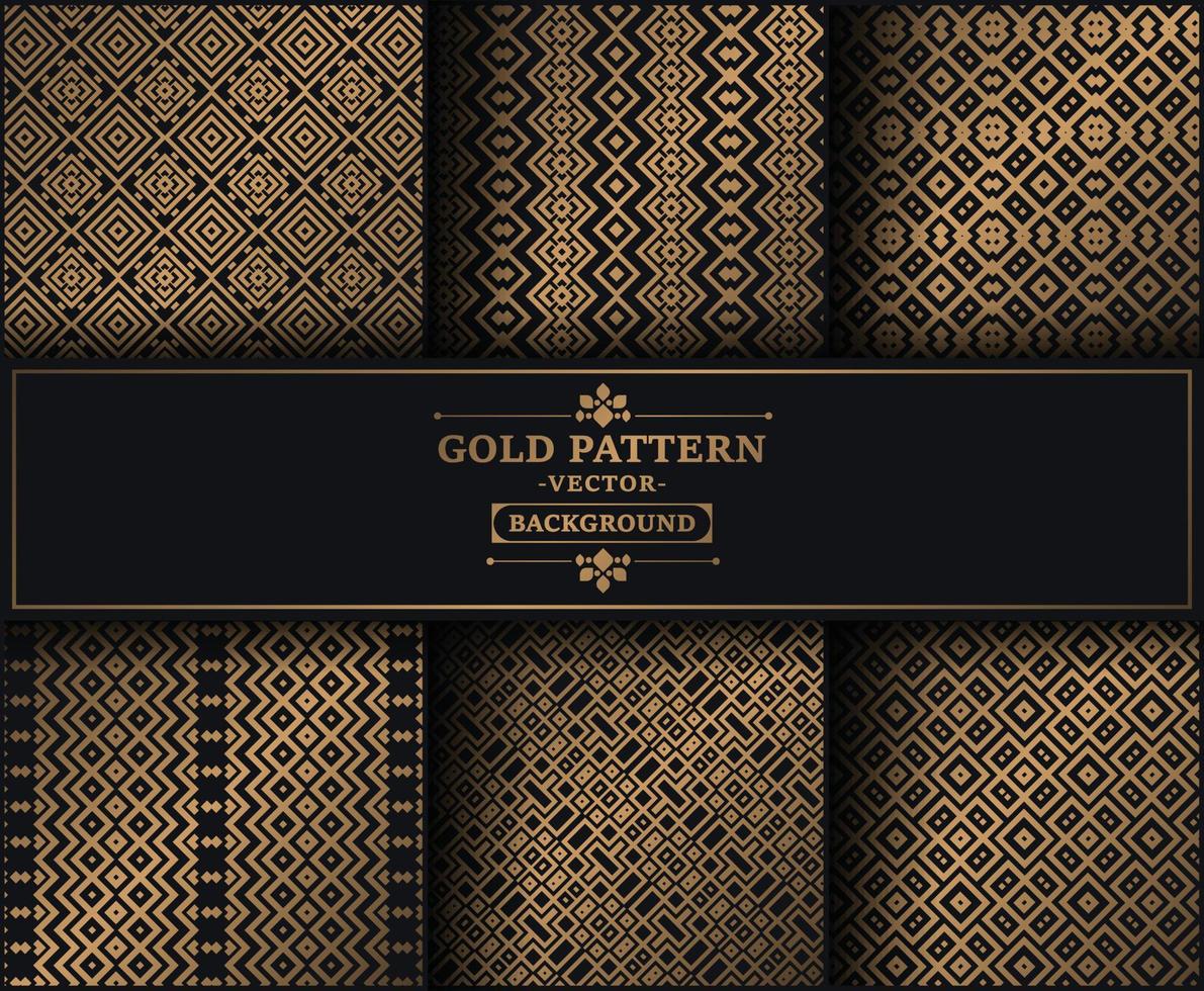 Collection gold and black seamless pattern background vector