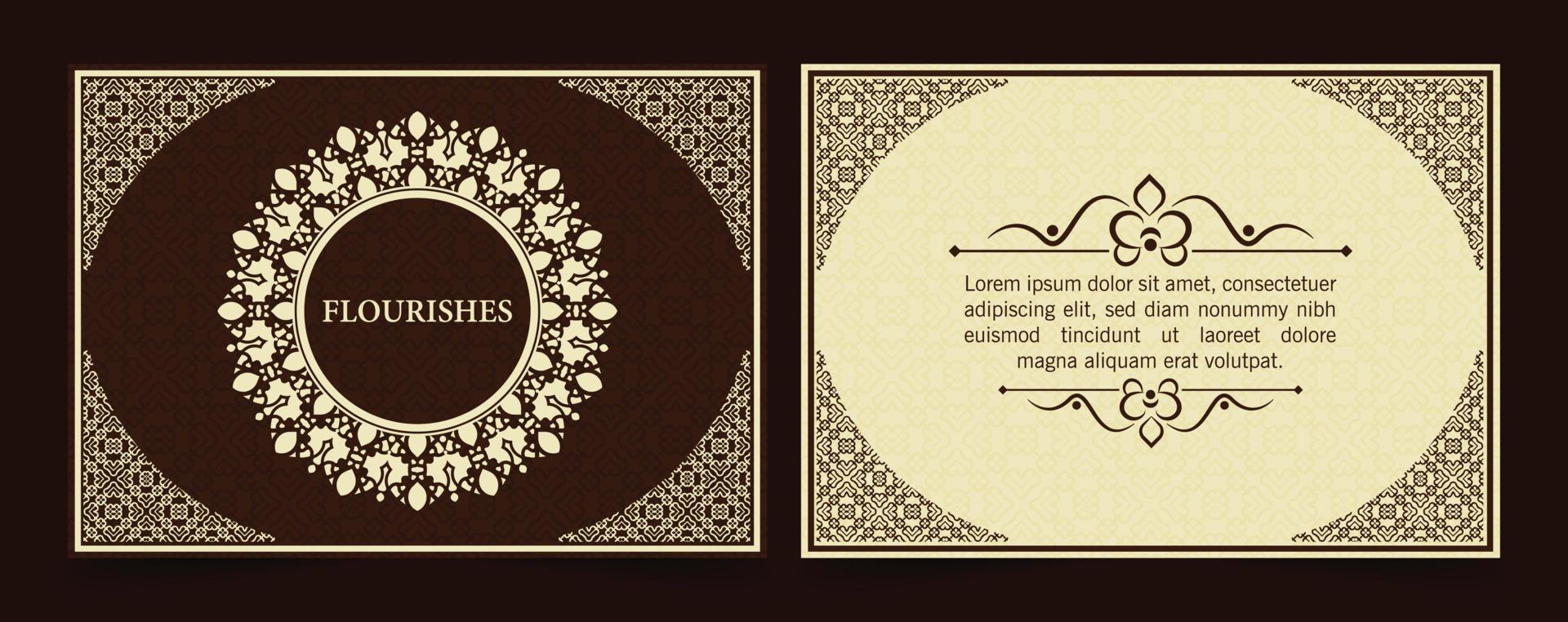 Vintage ornament greeting card vector template