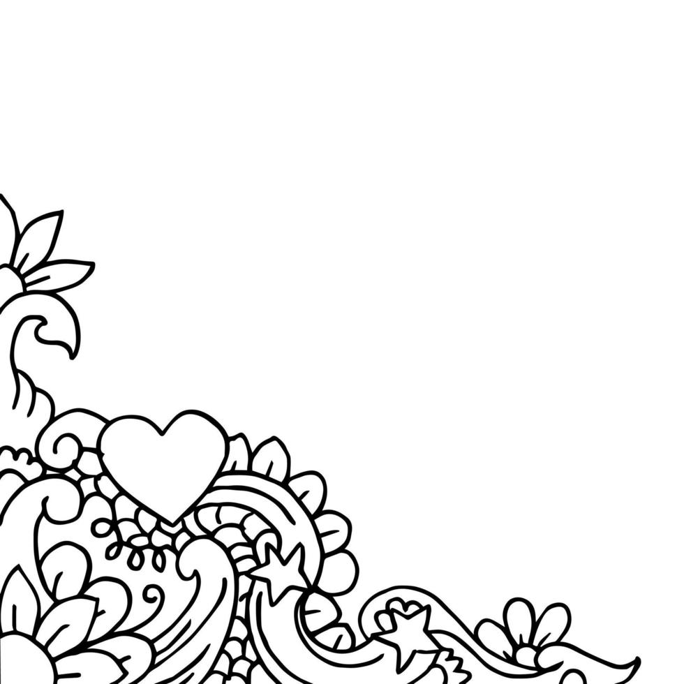 Frame Border floral line art, Vector Illustration.