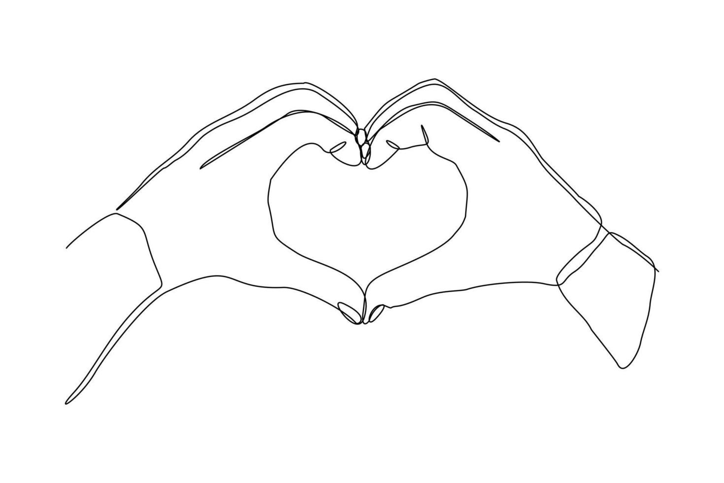 Continuous line drawing of hand holding love heart on white background. Single one line art of valentine. Vector illustration