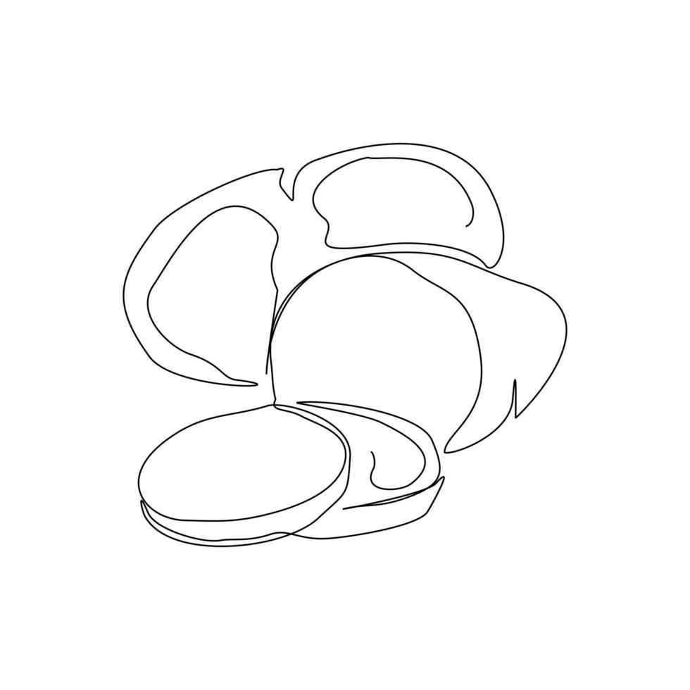 Continuous line drawing whole healthy organic potatoes for farm logo identity. One line art of fresh spud root vegetable concept for edible plant icon. Modern single line design vector illustration