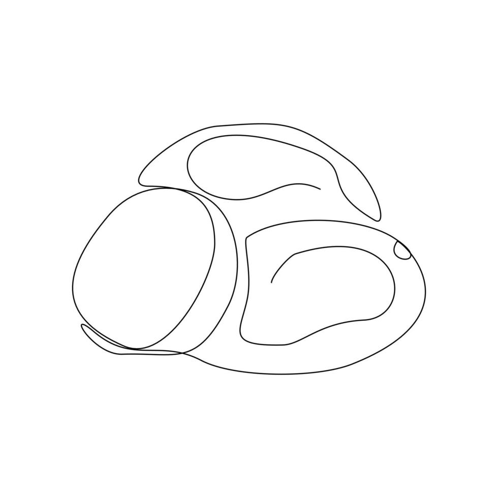 Continuous line drawing whole healthy organic potatoes for farm logo identity. One line art of fresh spud root vegetable concept for edible plant icon. Modern single line design vector illustration