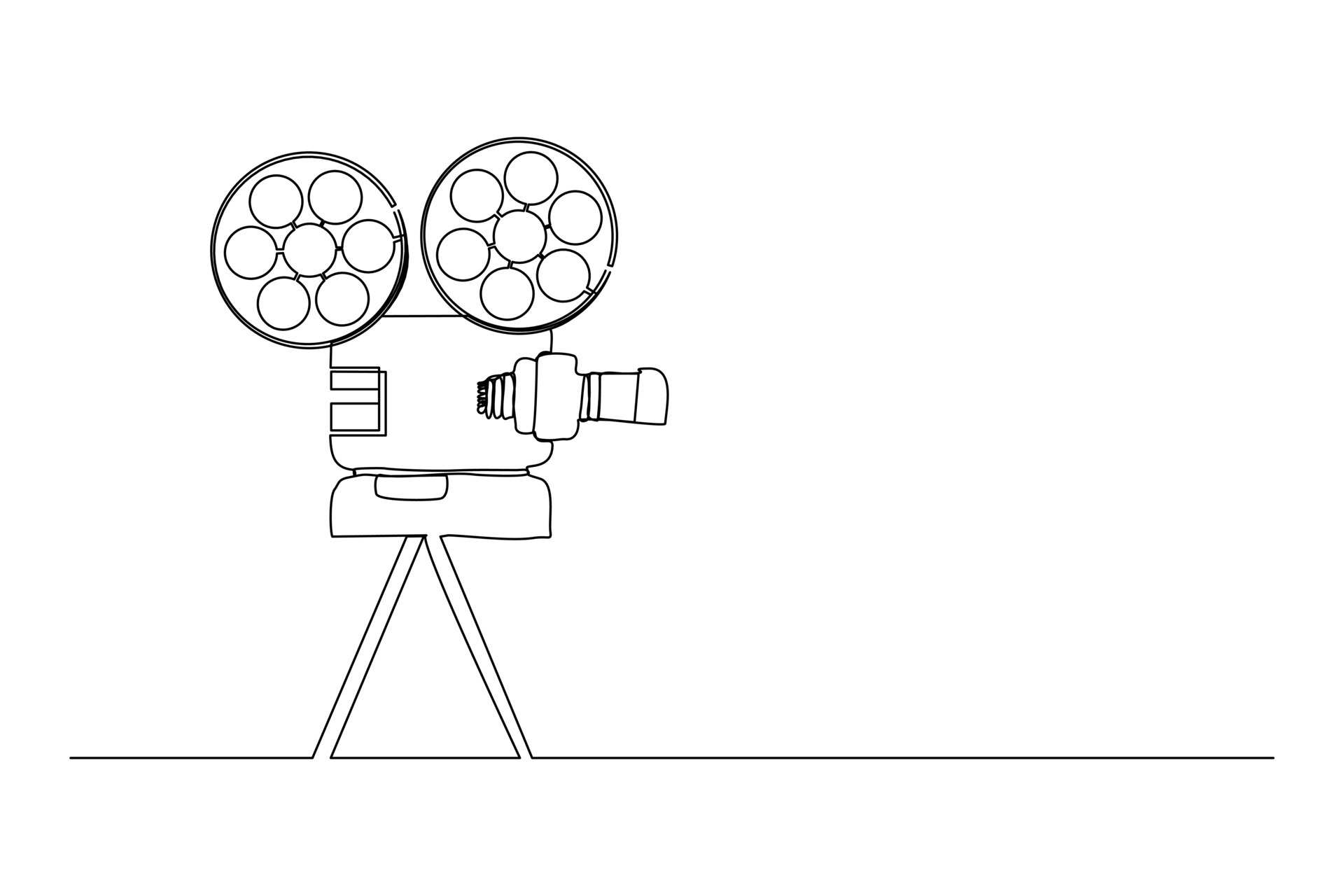 Continuous line drawing of retro old classic video player. Vintage