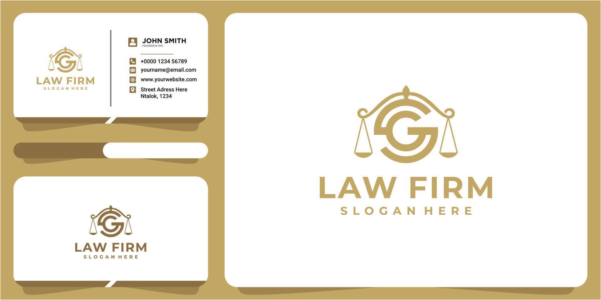 diseño de logotipo limpio y memorable de letra gs y abogado en el negocio de la ley. diseño del logotipo de la firma de abogados letra gs vector