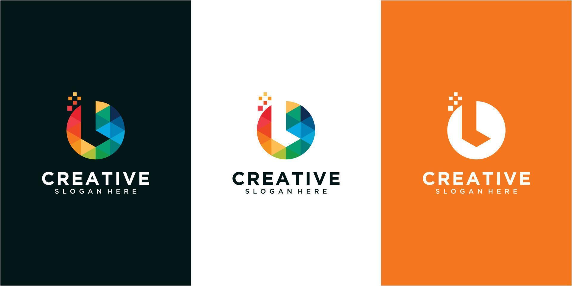 iniciales creativas letra l logotipo poligonal colorido e icono de vector