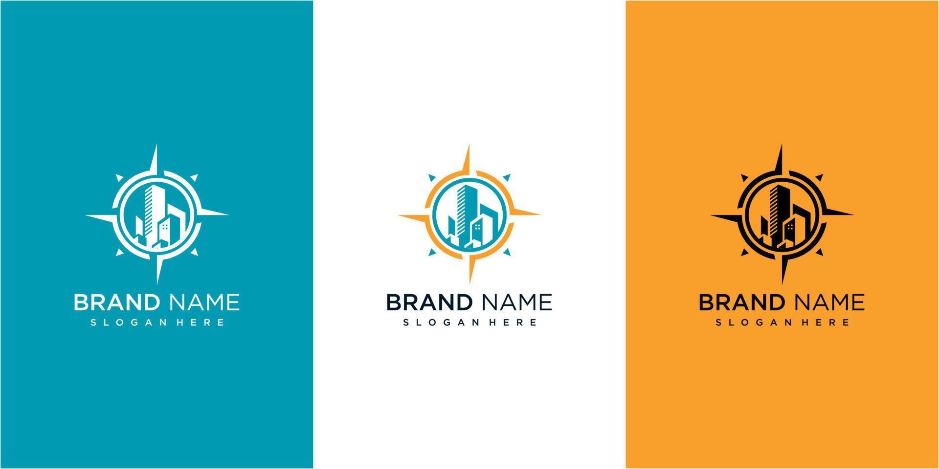 compass building logo design concept. navigation building logo design vector