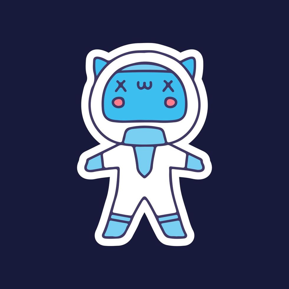 lindo gato astronauta de la muerte. ilustración para camisetas, afiches, logotipos, pegatinas o prendas de vestir. vector