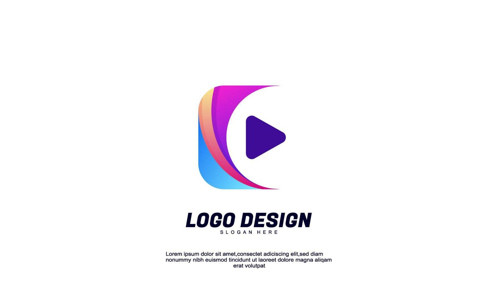 stock vector resumen idea creativa rectángulo play media logo para negocio o empresa con plantilla de diseño colorido