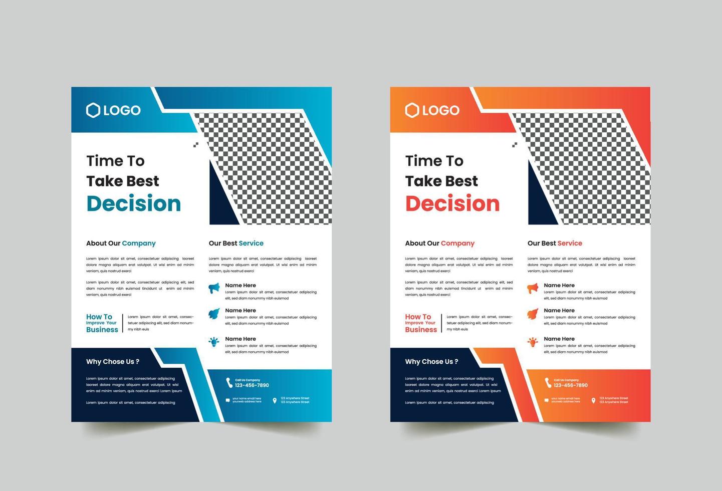 Best time decision business flyer design template vector