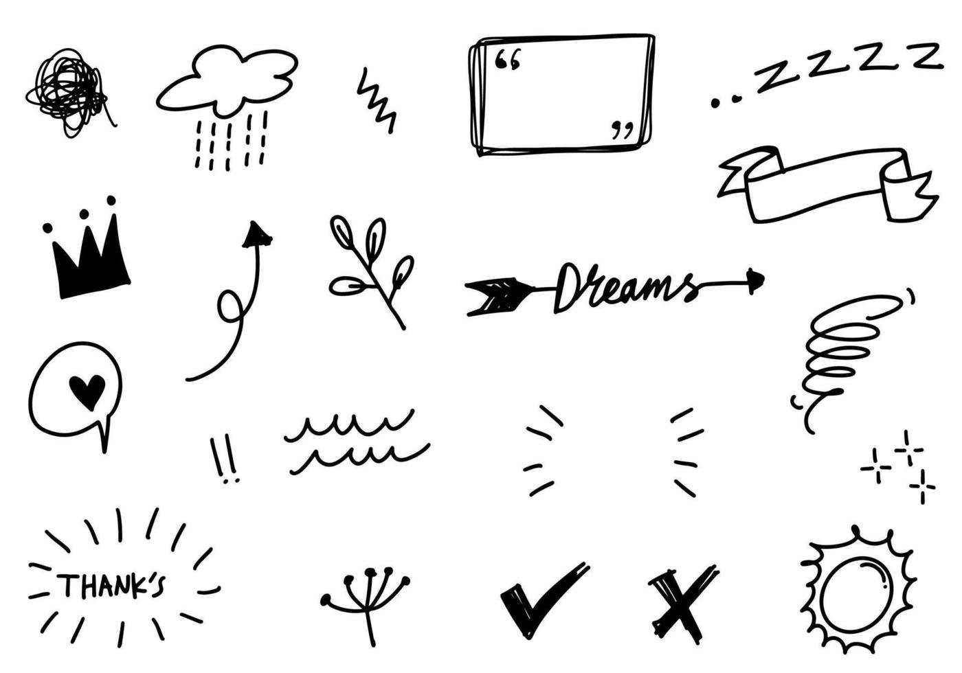 Hand drawn set doodle elements for concept design. vector illustration.