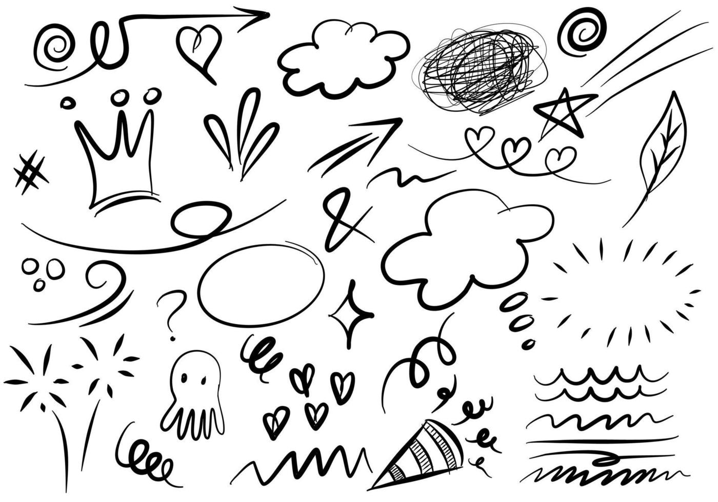 Hand drawn set doodle elements for concept design. vector illustration.