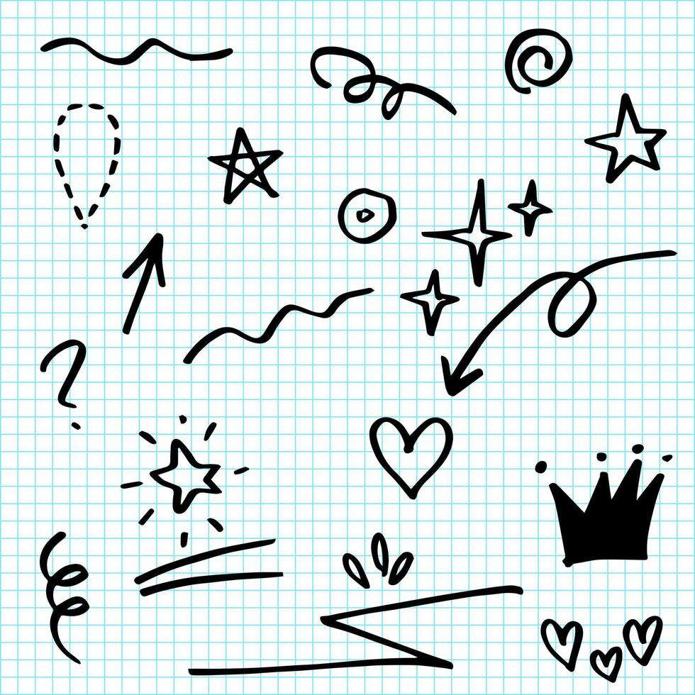 Hand drawn set doodle elements for concept design. vector illustration.