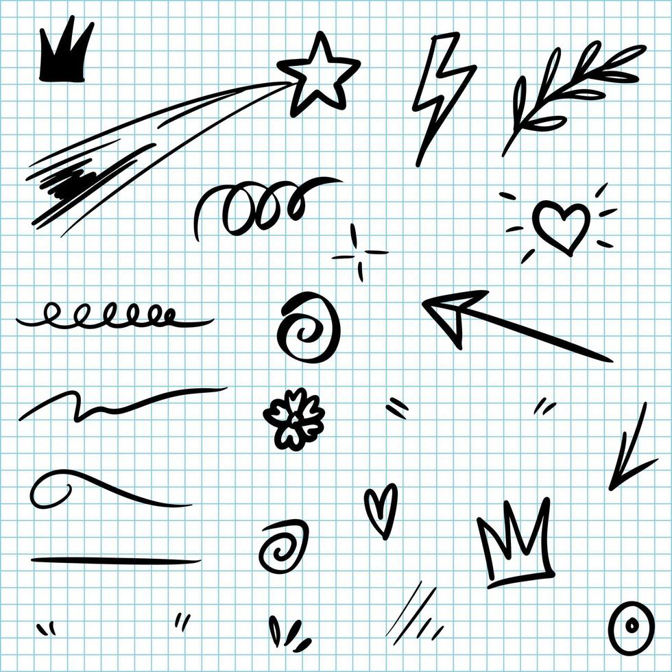 Hand drawn set doodle elements for concept design. vector illustration.