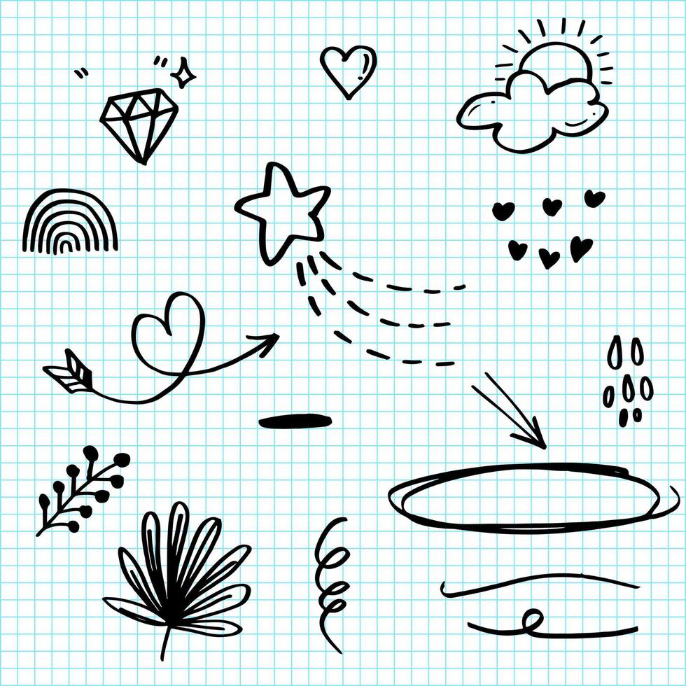 Hand drawn set doodle elements for concept design. vector illustration.