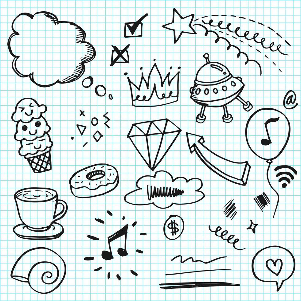 Hand drawn set doodle elements for concept design. vector illustration.