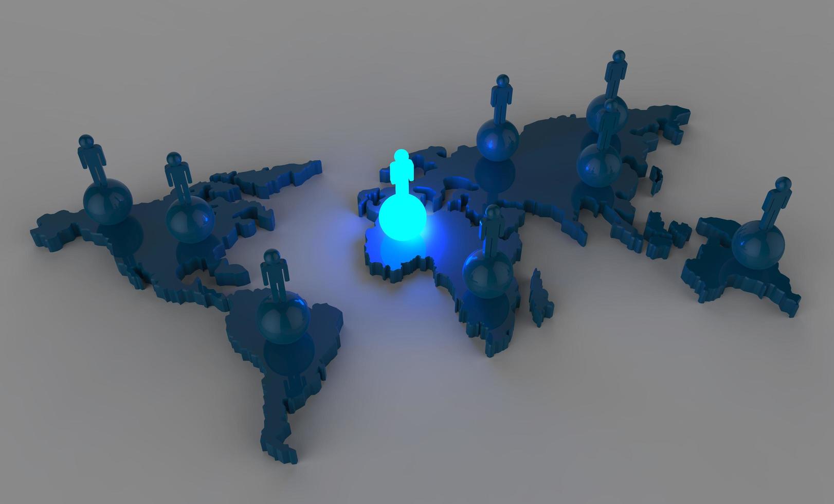 social network human 3d on world map as concept photo