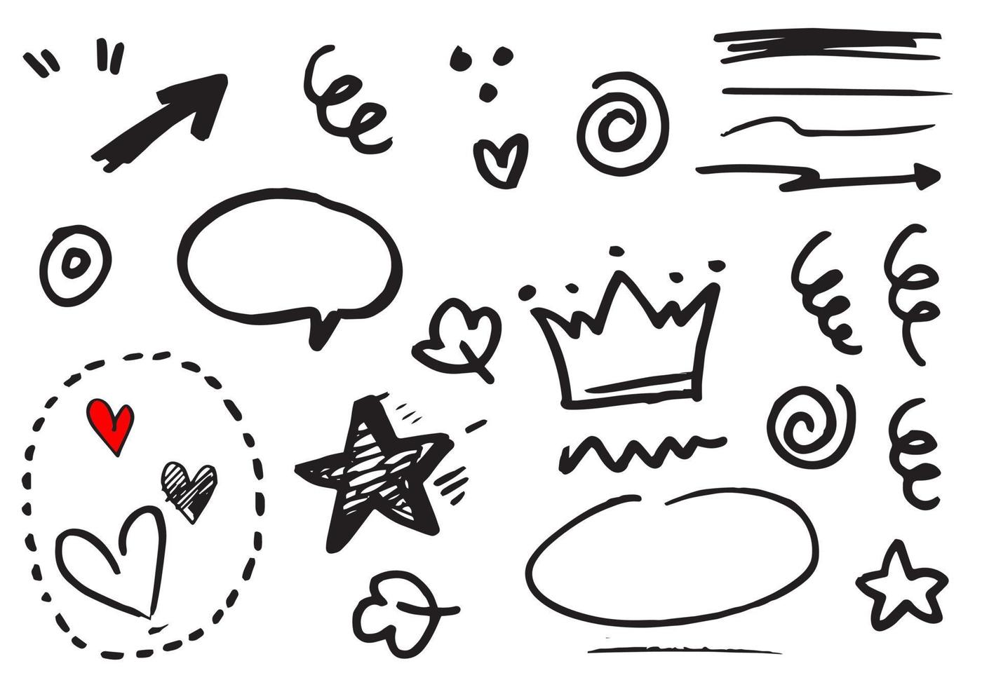 Hand drawn set doodle elements for concept design. vector illustration.