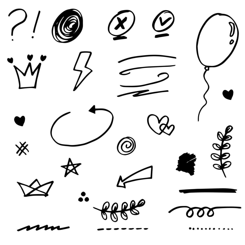 Hand drawn set doodle elements for concept design. vector illustration.