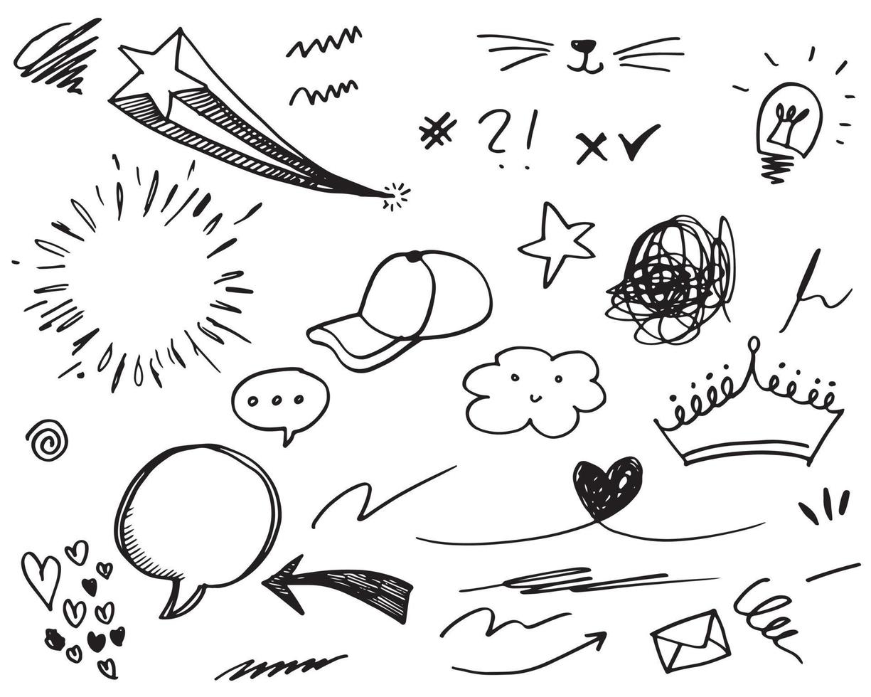 Hand drawn set doodle elements for concept design. vector illustration.