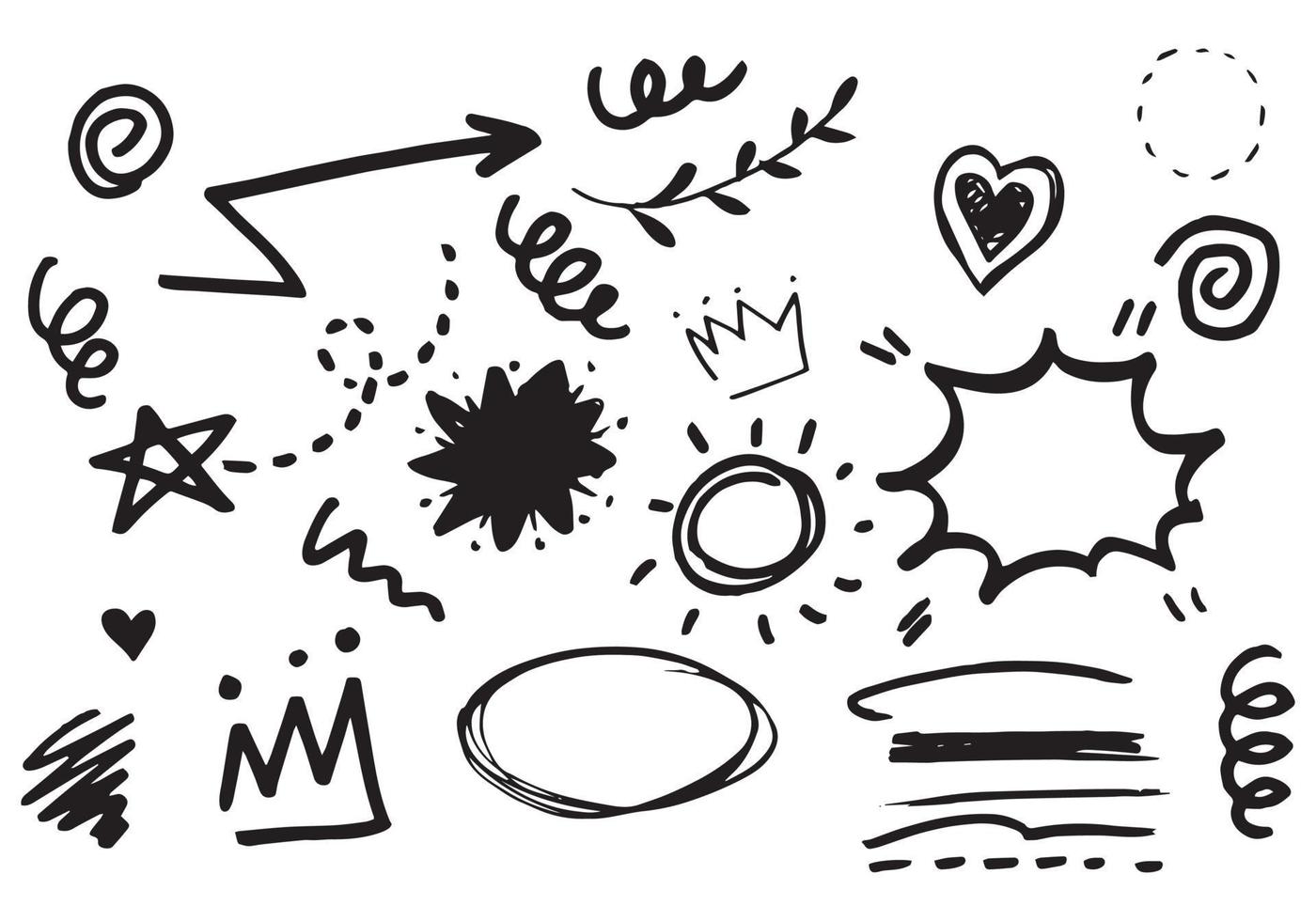 Hand drawn set doodle elements for concept design. vector illustration.