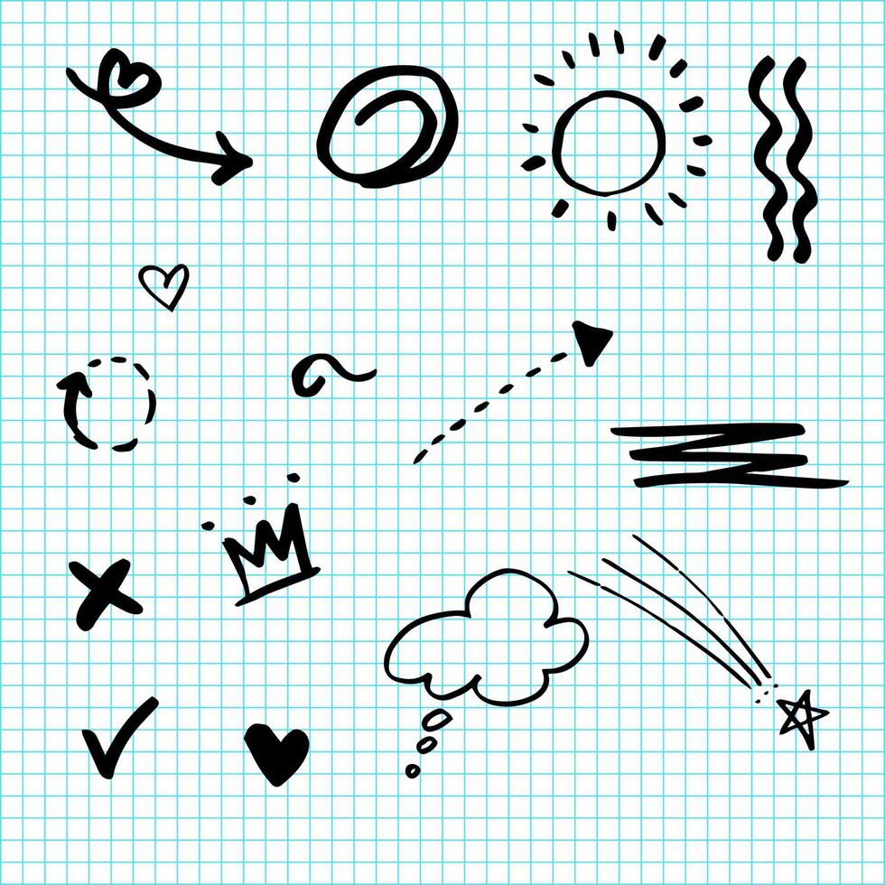 Hand drawn set doodle elements for concept design. vector illustration.